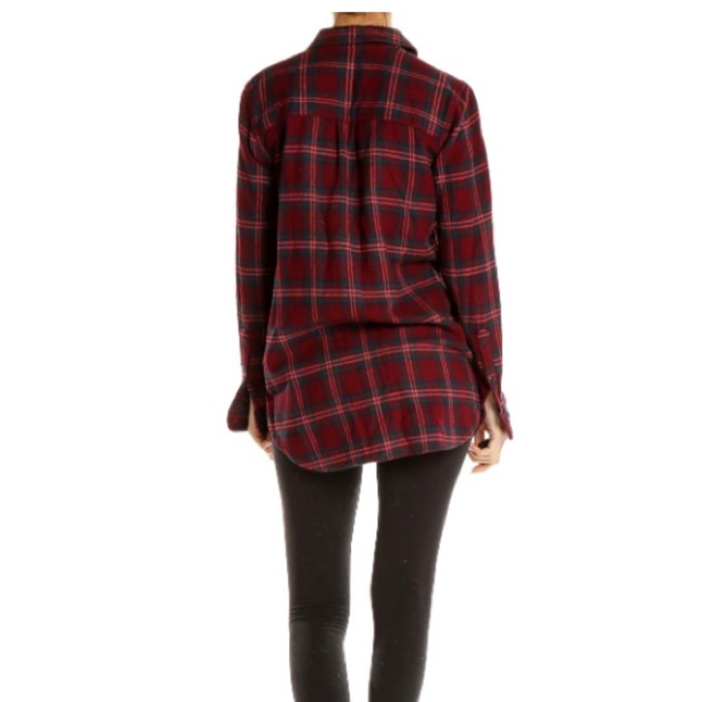 Madewell Red Flannel causal cotton flannel red/green comfy soft classic top - Picture 10 of 12